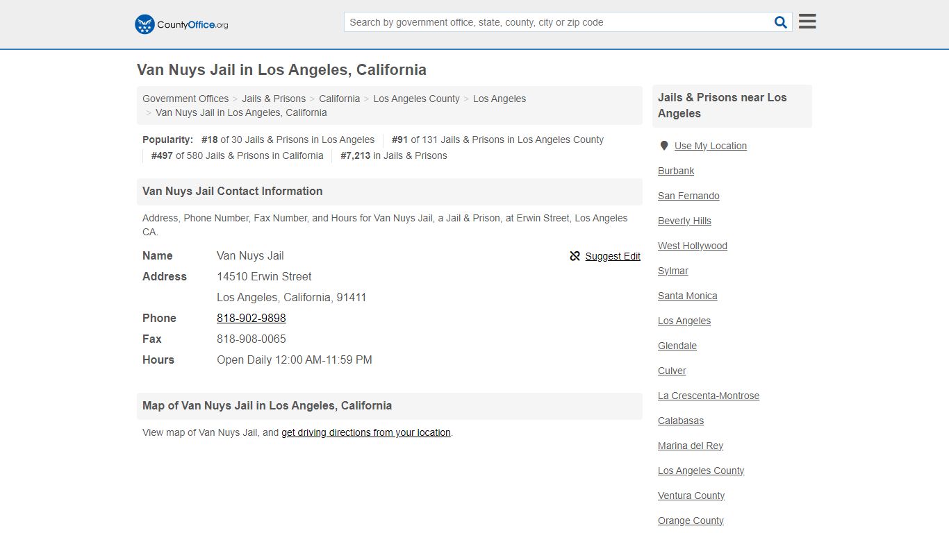 Van Nuys Jail - Los Angeles, CA (Address, Phone, Fax, and Hours)