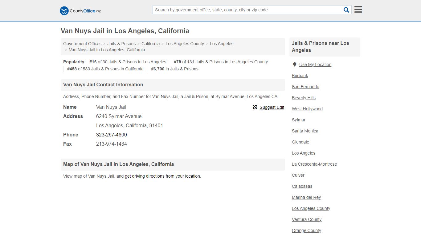 Van Nuys Jail - Los Angeles, CA (Address, Phone, and Fax)
